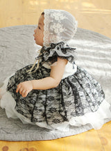 子供ドレス発表会・結婚式・おしゃれなDRESCCOのアルフェンホワイトブラック刺繍ドレスの画像12