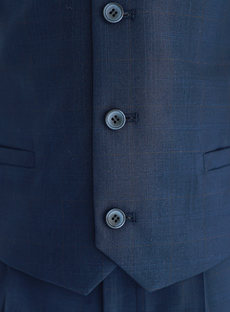 ネイビーシャドーチェックベストスーツセット(ベスト、長ズボン) | DRESCCO 