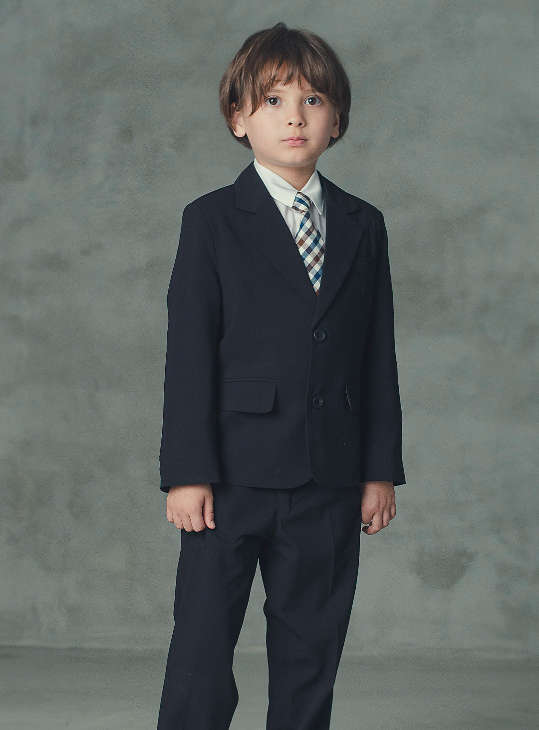 ルカブラックウール混スーツセット(ジャケット、長ズボン)