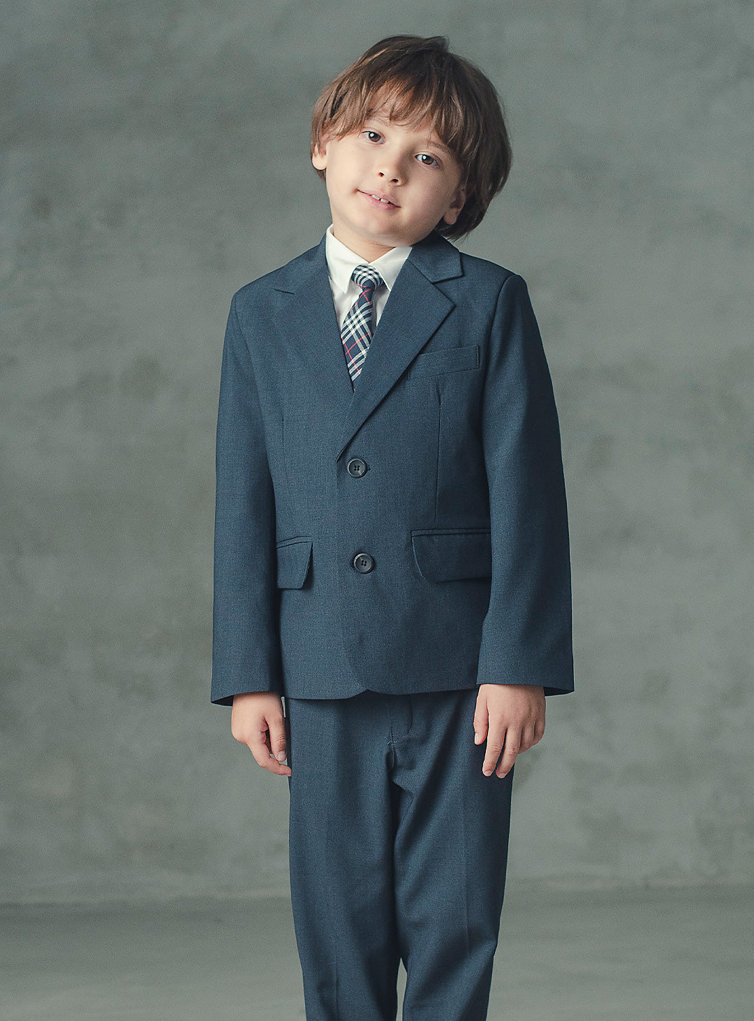 アレックスチャコールウール混スーツセット(ジャケット、長ズボン)