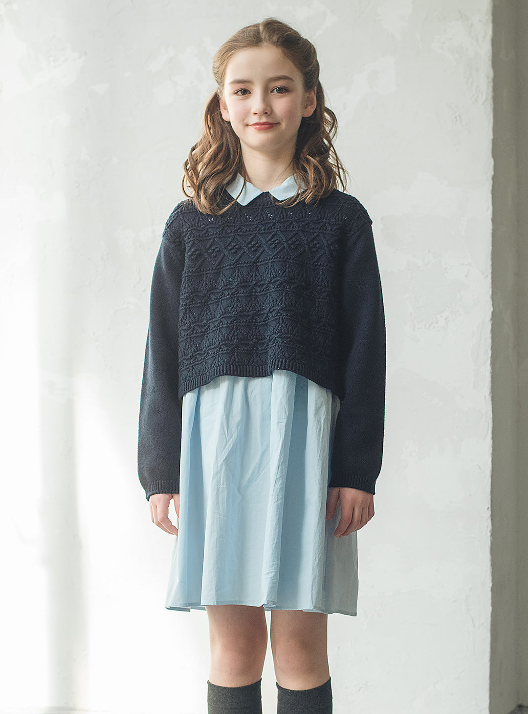 ニット×コットンワンピースセットアップ