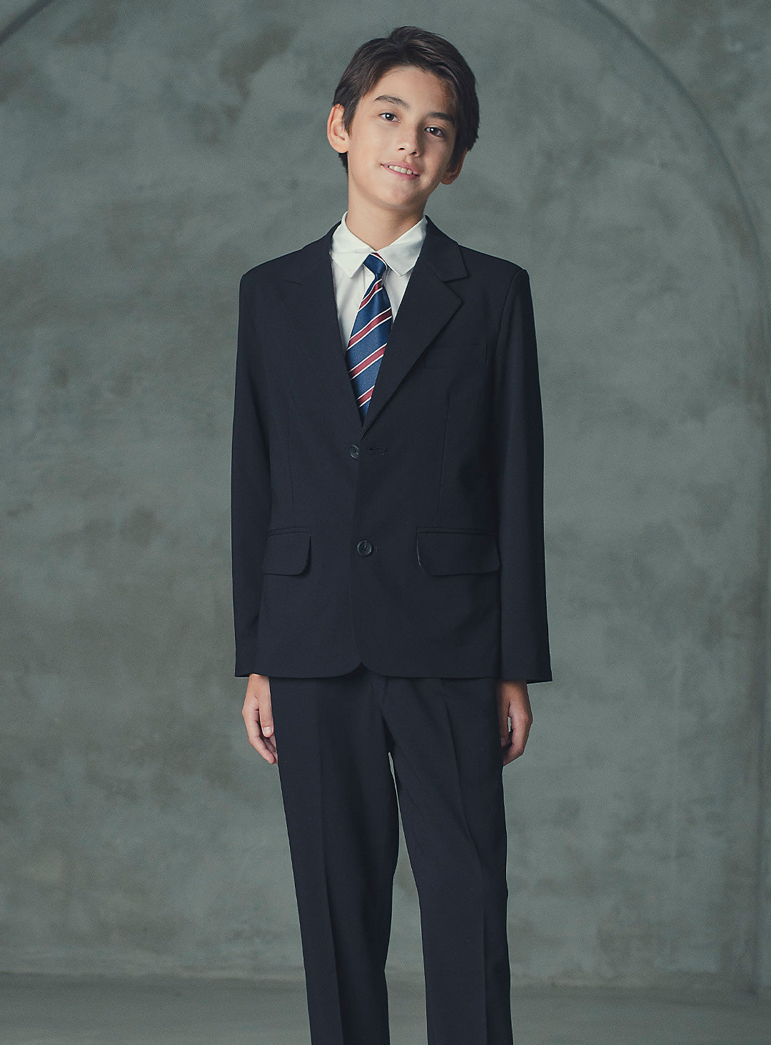 ルカブラックウール混シングルブレストスーツセット(ジャケット、長ズボン)