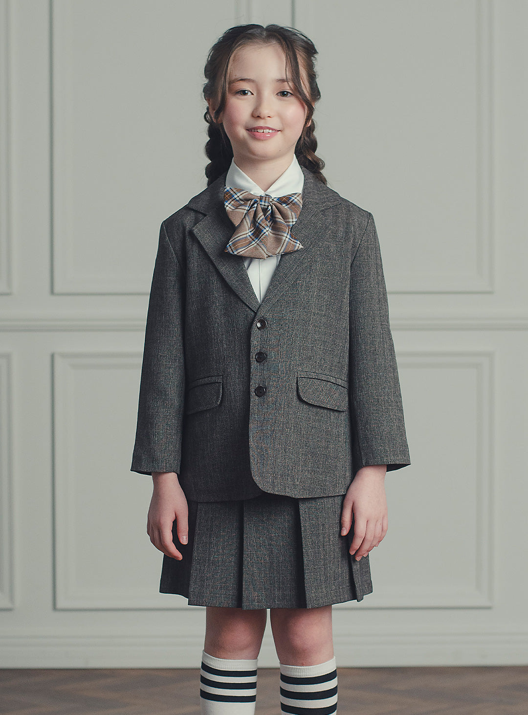 バードブラウンスカートスーツ2ピースセット(ジャケット、スカート)