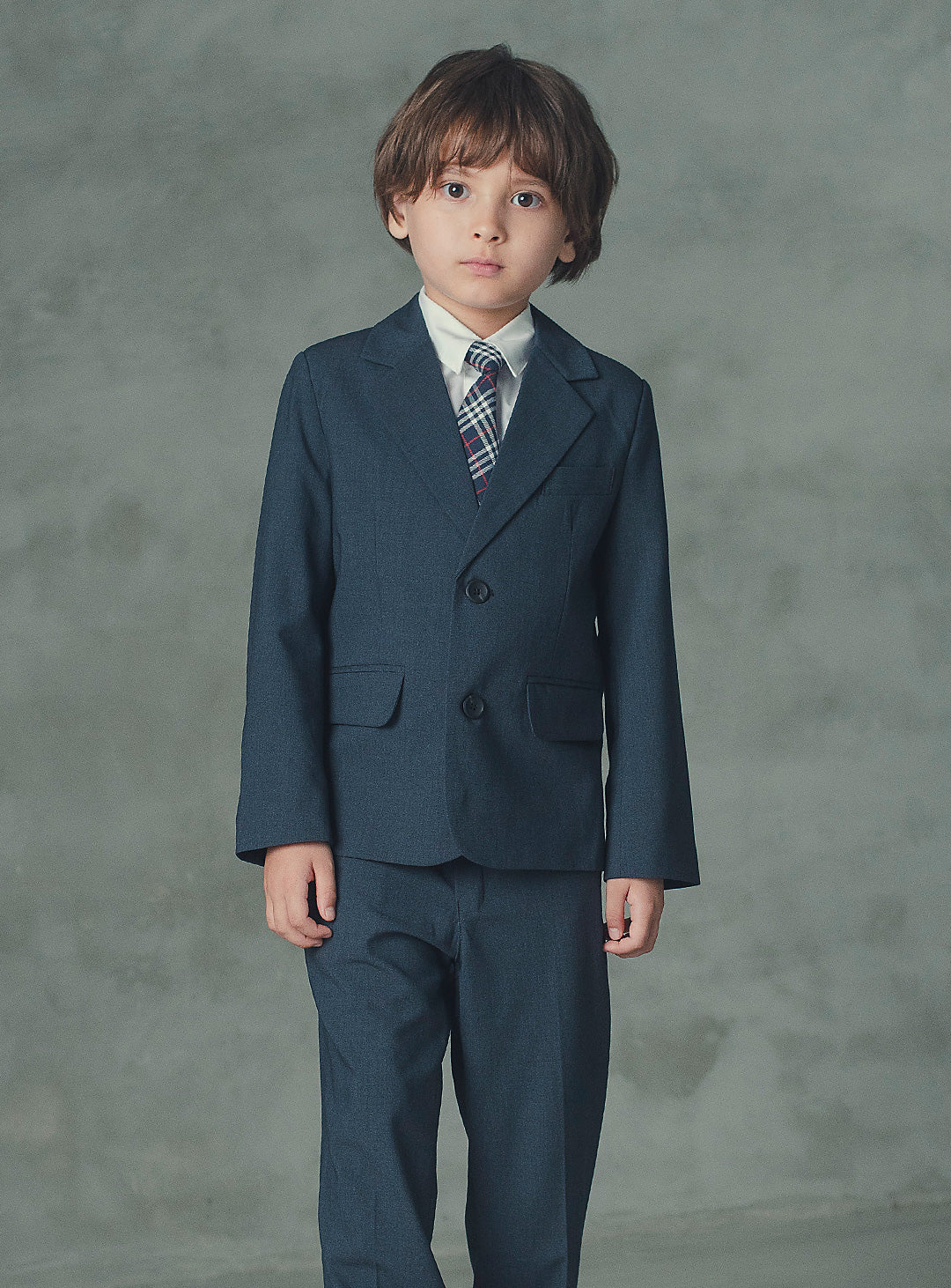 アレックスチャコールウール混スーツセット(ジャケット、長ズボン)