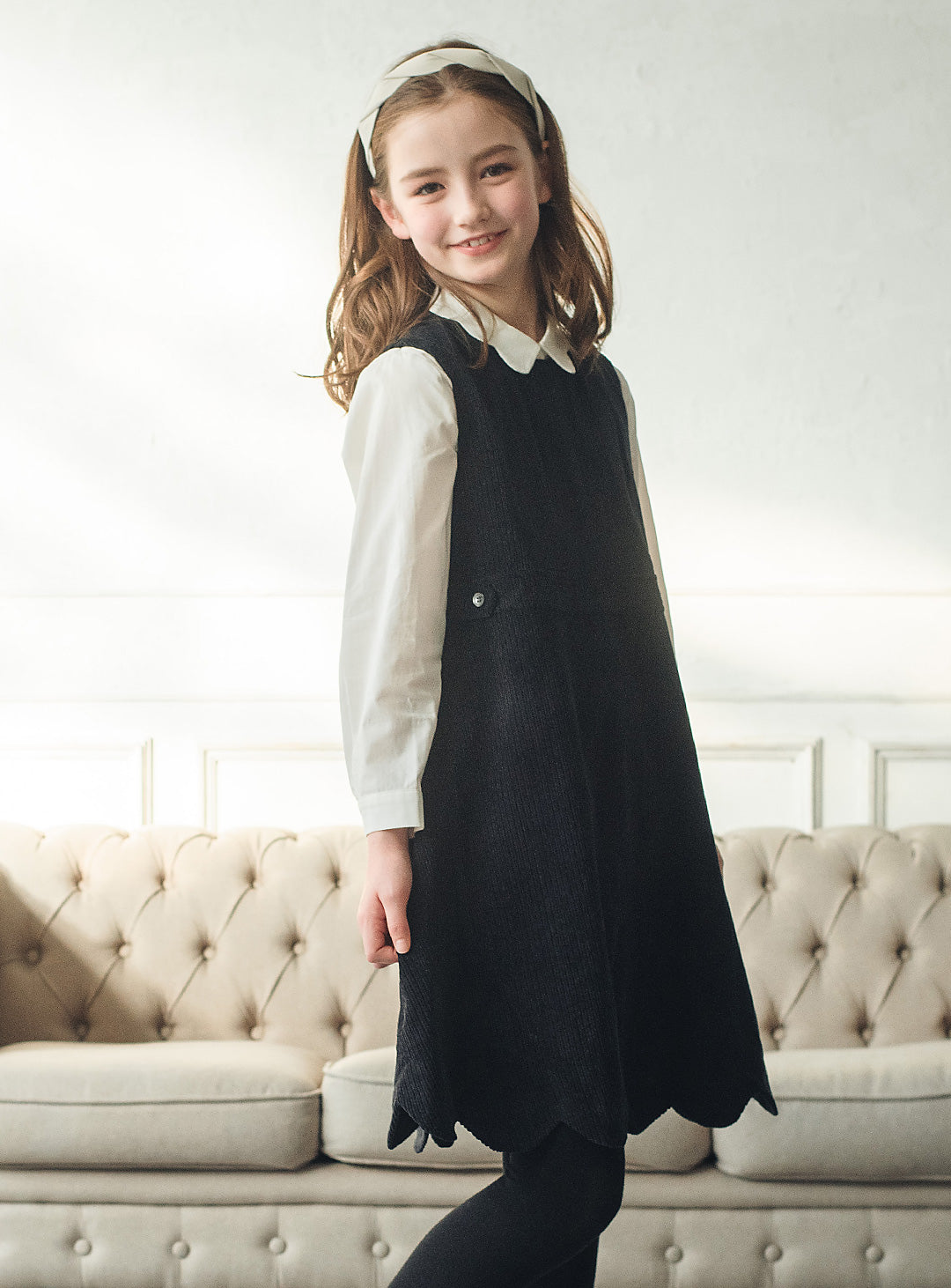 コーデュロイブラックワンピース