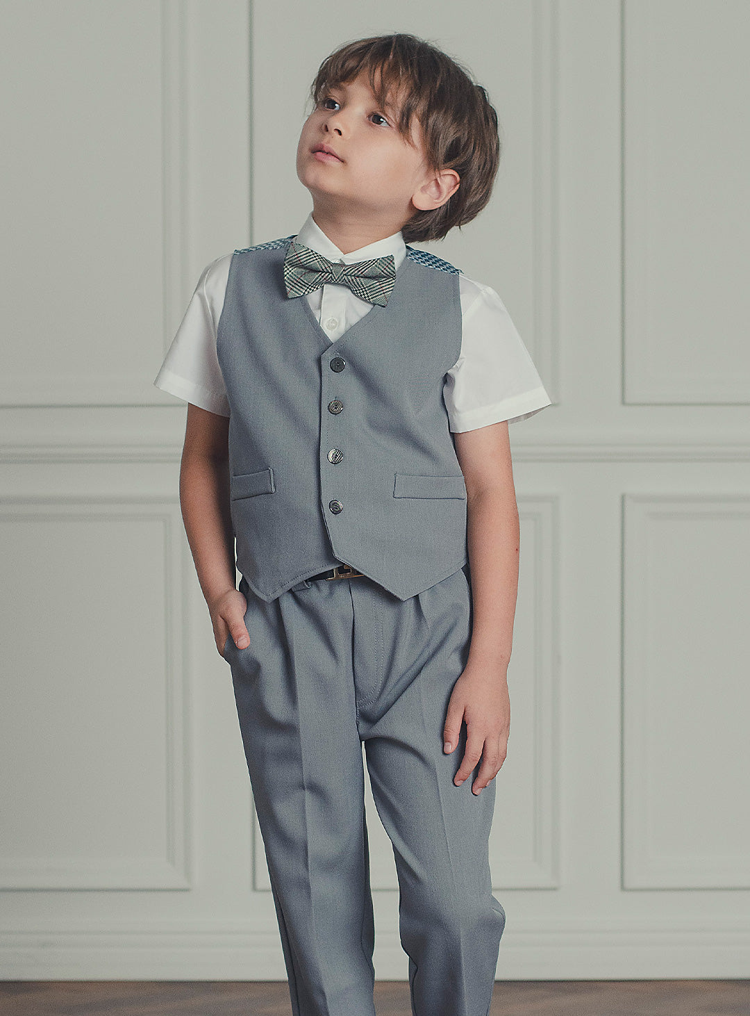 アーサーライトグレーベストスーツセット(ベスト、長ズボン)