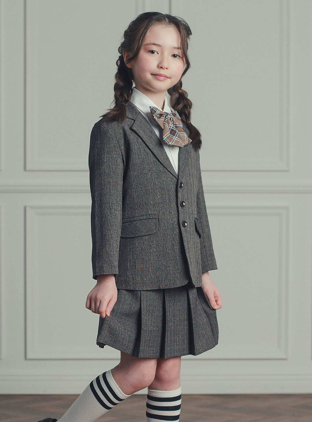 バードブラウンスカートスーツ2ピースセット(ジャケット、スカート)