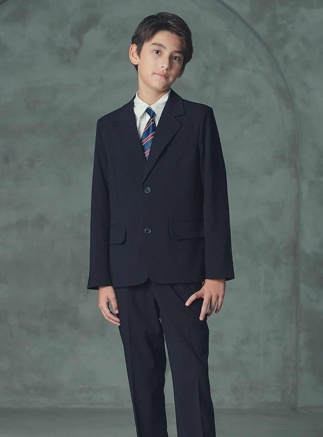 ルカブラックウール混シングルブレストスーツセット(ジャケット、長ズボン)