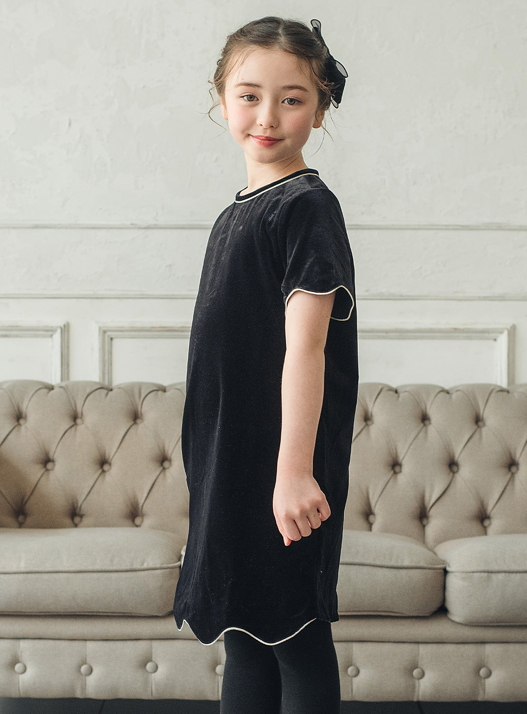 ベルベットフローラルシルエットワンピース