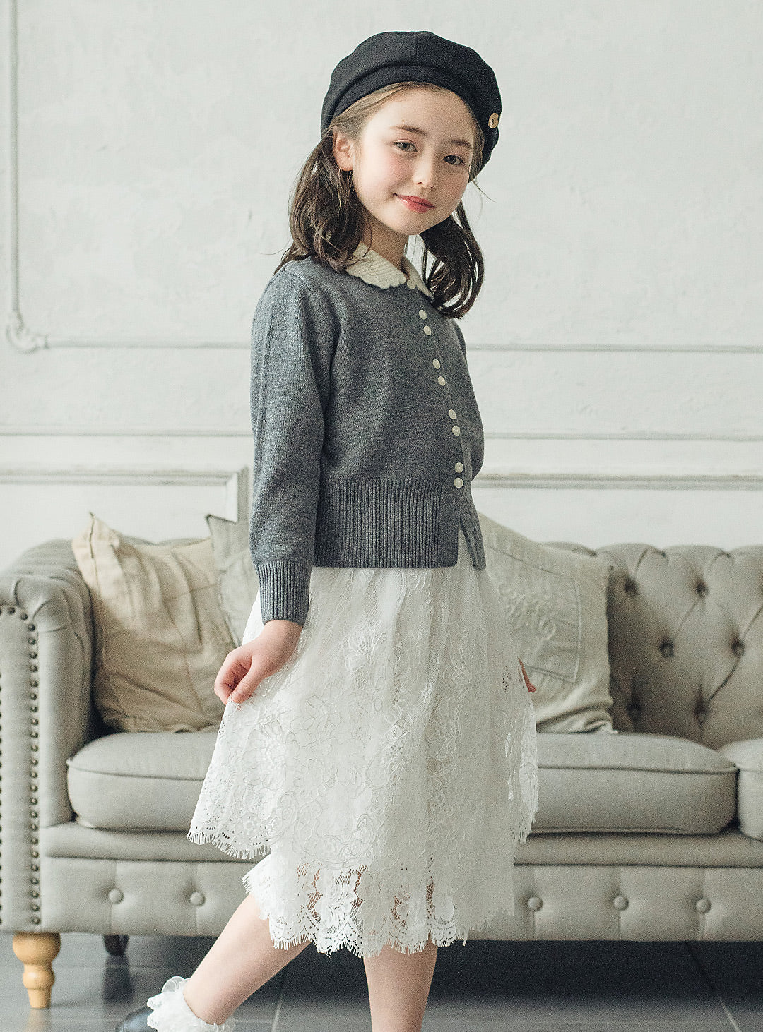 ウールホワイトカラーセーター