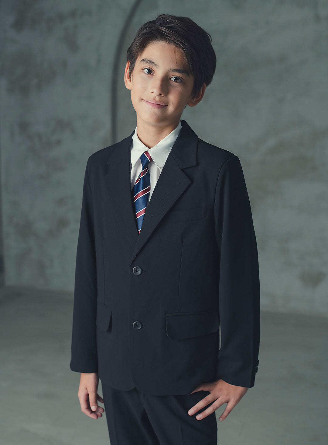 ルカブラックウール混シングルブレストスーツセット(ジャケット、長ズボン)