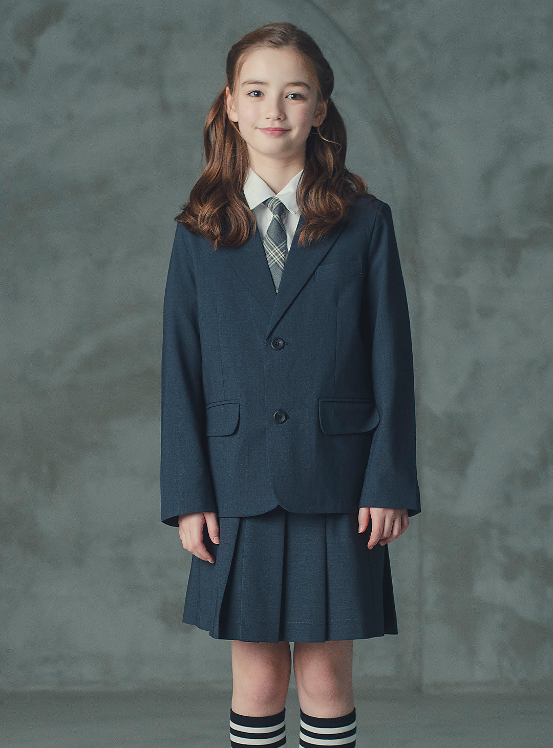 アメリアチャコールウール混ジャケットプリーツスカート2ピースセット(ジャケット、スカート)