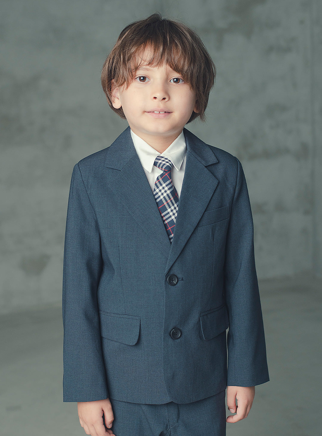 アレックスチャコールウール混スーツセット(ジャケット、長ズボン)