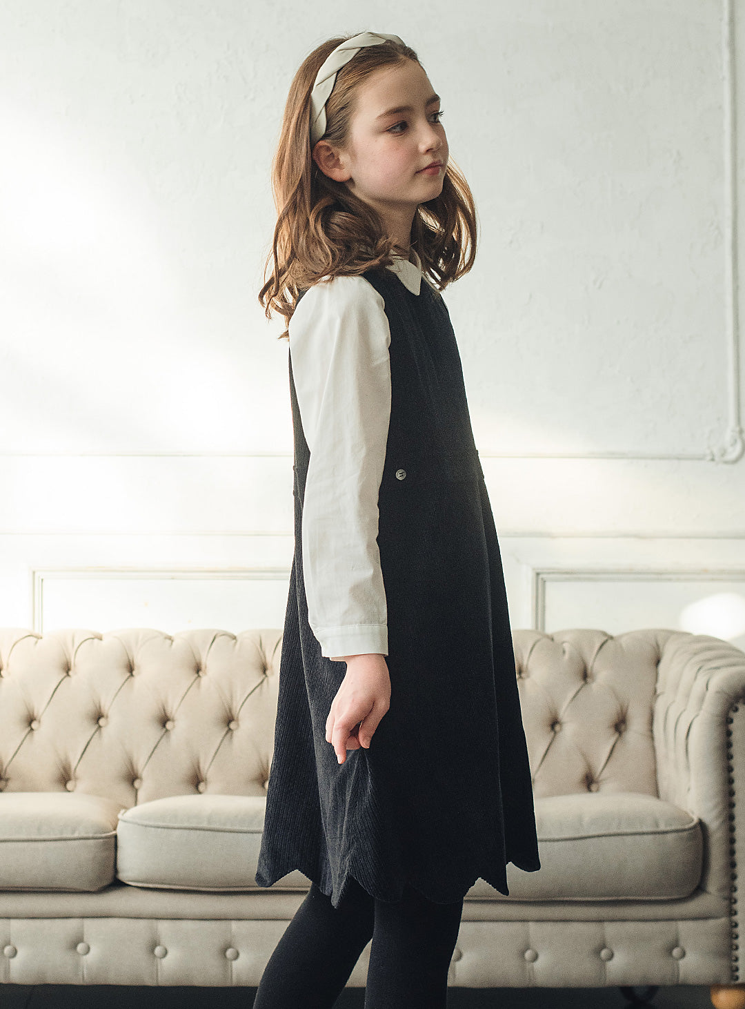 コーデュロイブラックワンピース