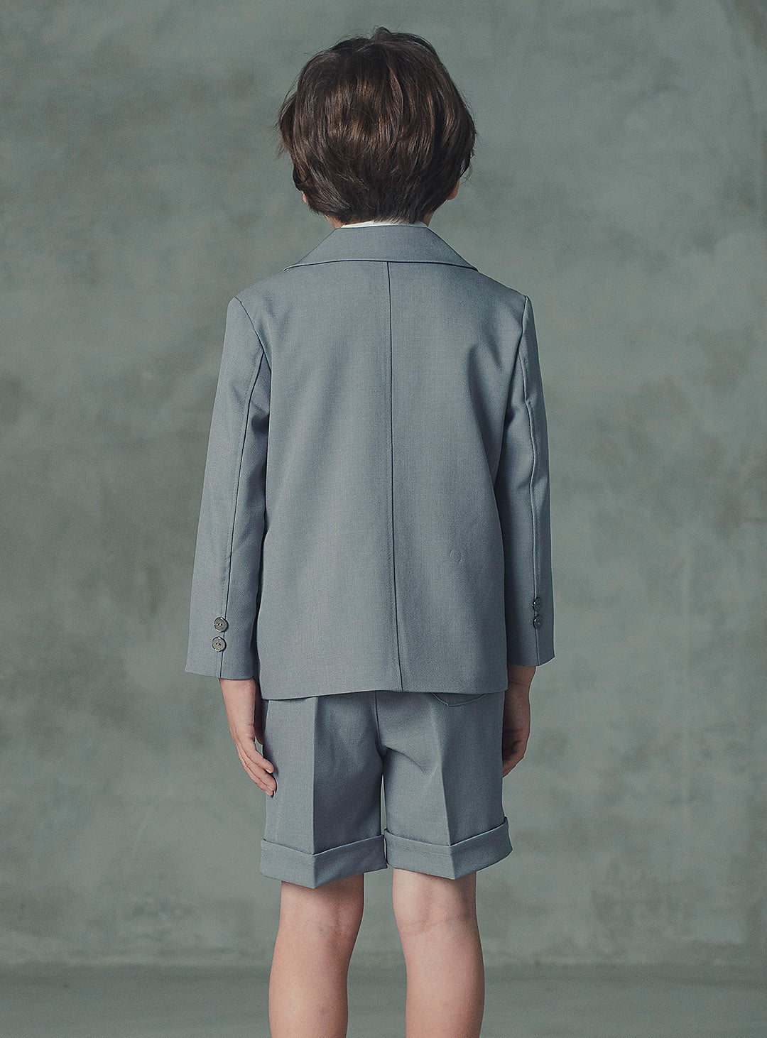 アーサーライトグレー3ボタンハーフパンツスーツセット(ジャケット、半ズボン)