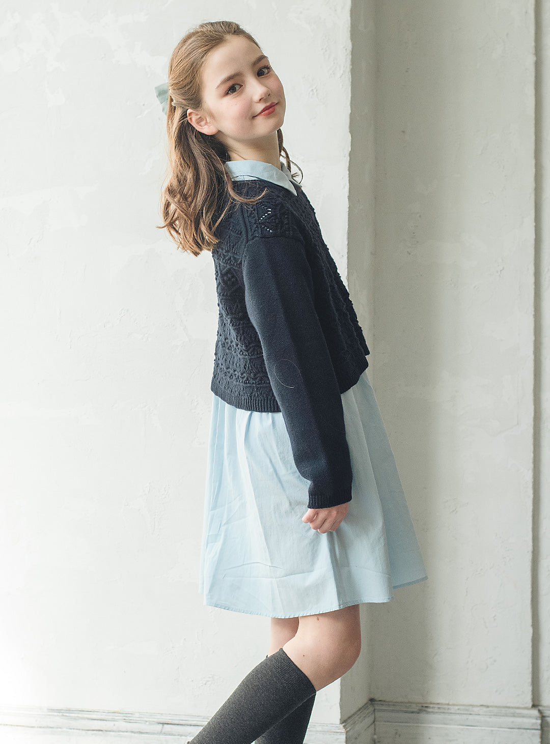 ニット×コットンワンピースセットアップ