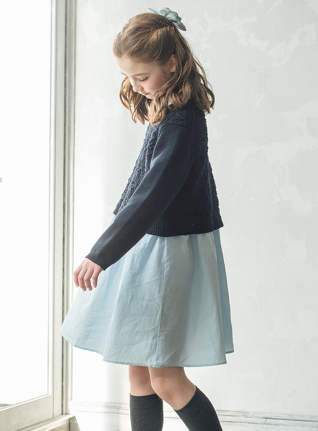 ニット×コットンワンピースセットアップ