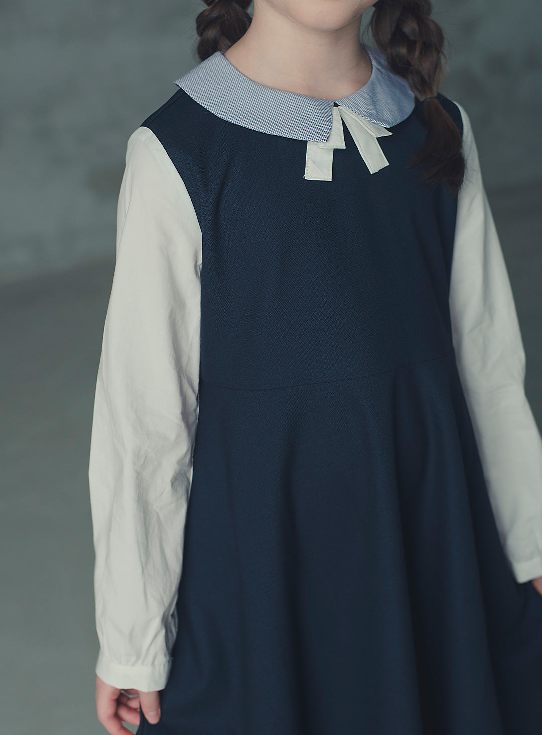 ネイビーバイカラーフェイクワンピース