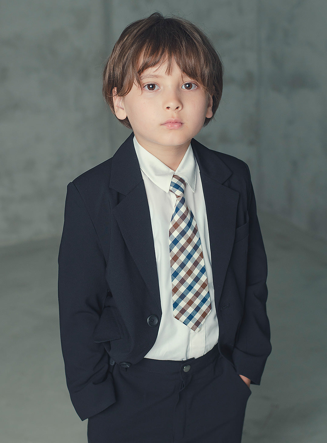 ルカブラックウール混スーツセット(ジャケット、長ズボン)