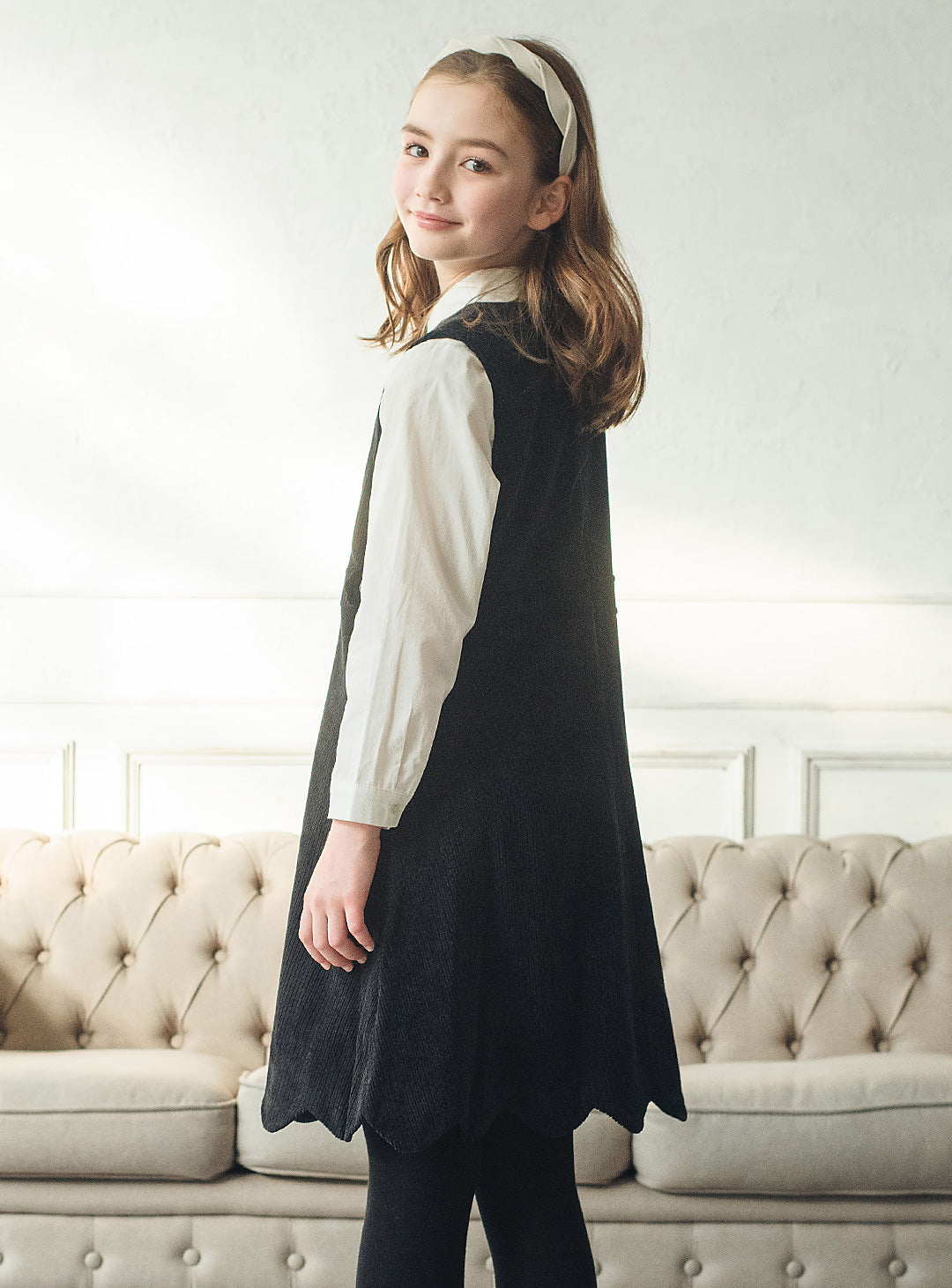 コーデュロイブラックワンピース