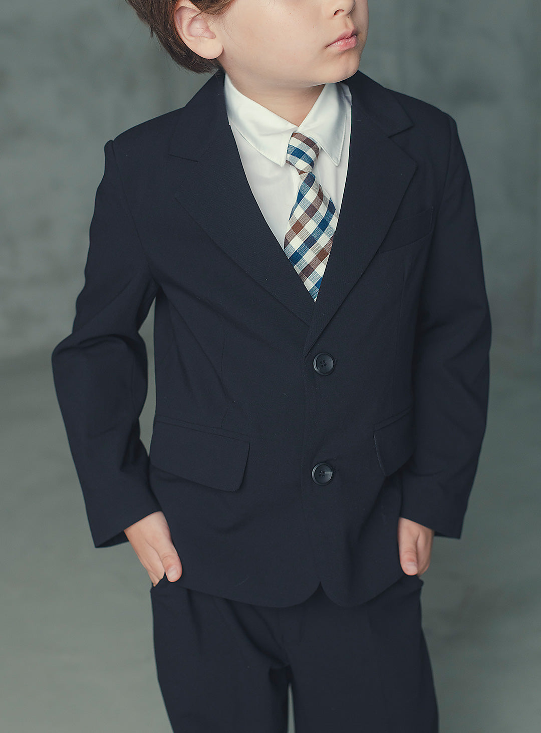 ルカブラックウール混スーツセット(ジャケット、長ズボン)