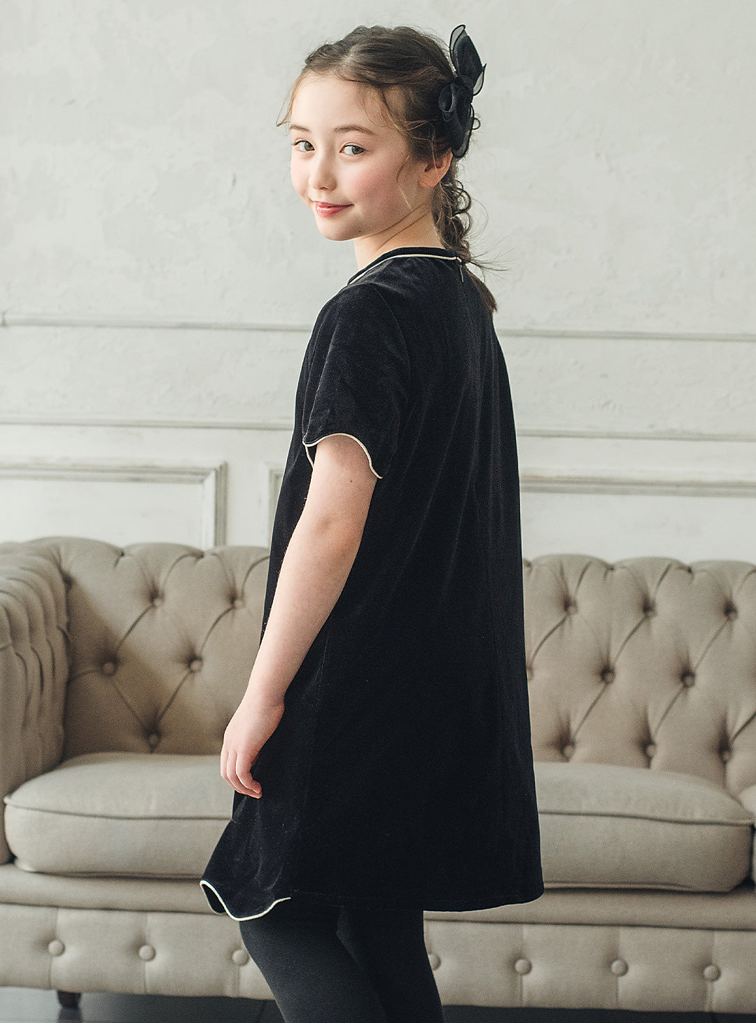 ベルベットフローラルシルエットワンピース