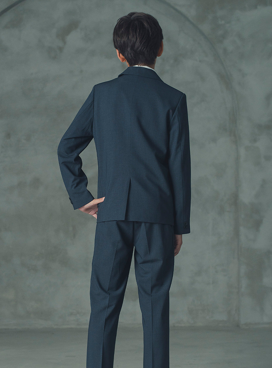 アレックスチャコールウール混シングルブレストスーツセット(ジャケット、長ズボン)