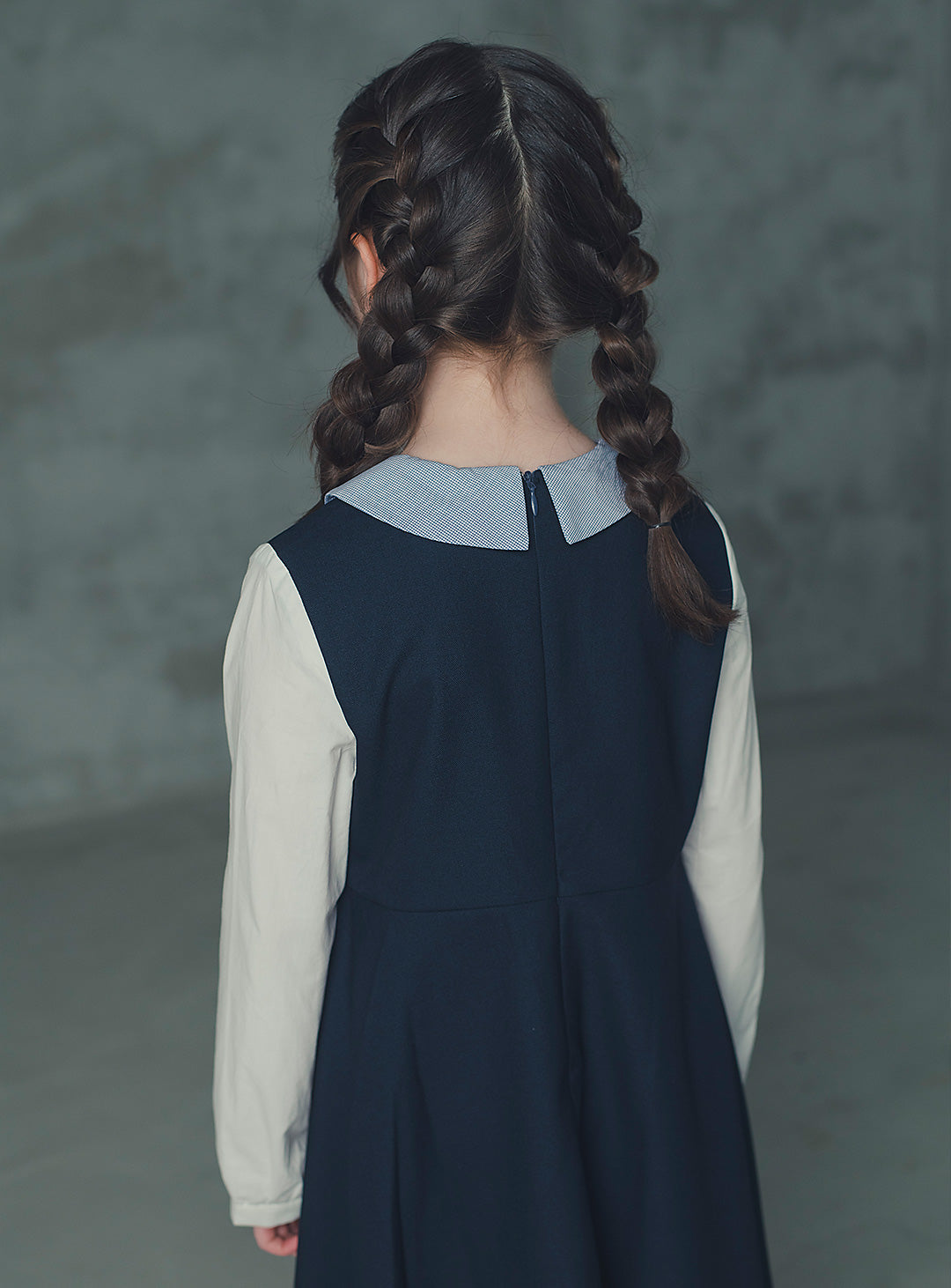 ネイビーバイカラーフェイクワンピース