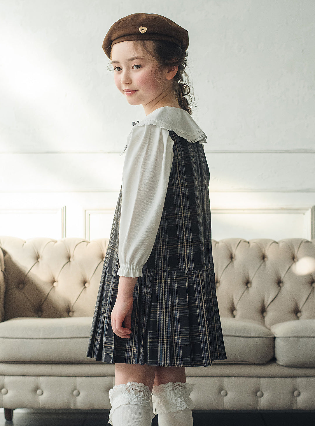 リディアネイビーチェックジャンパースカート