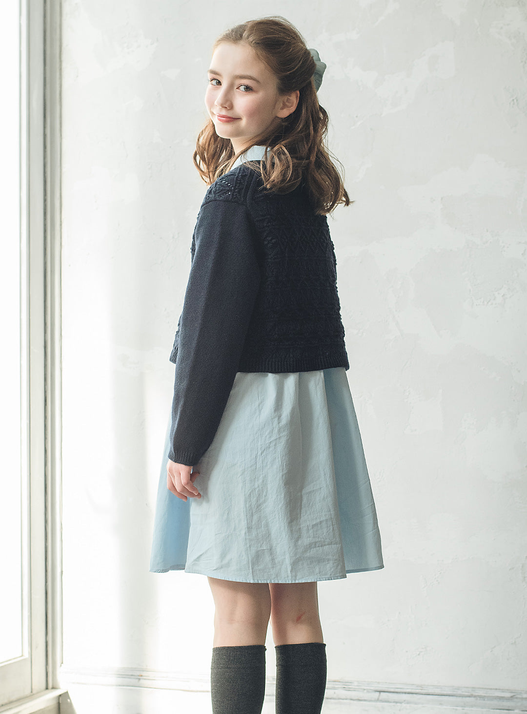 ニット×コットンワンピースセットアップ