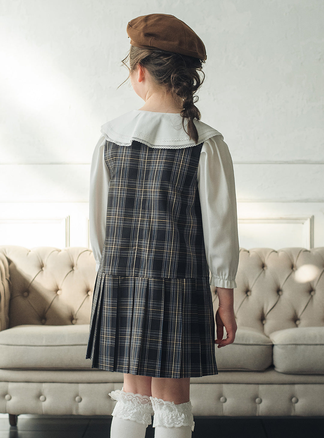 リディアネイビーチェックジャンパースカート