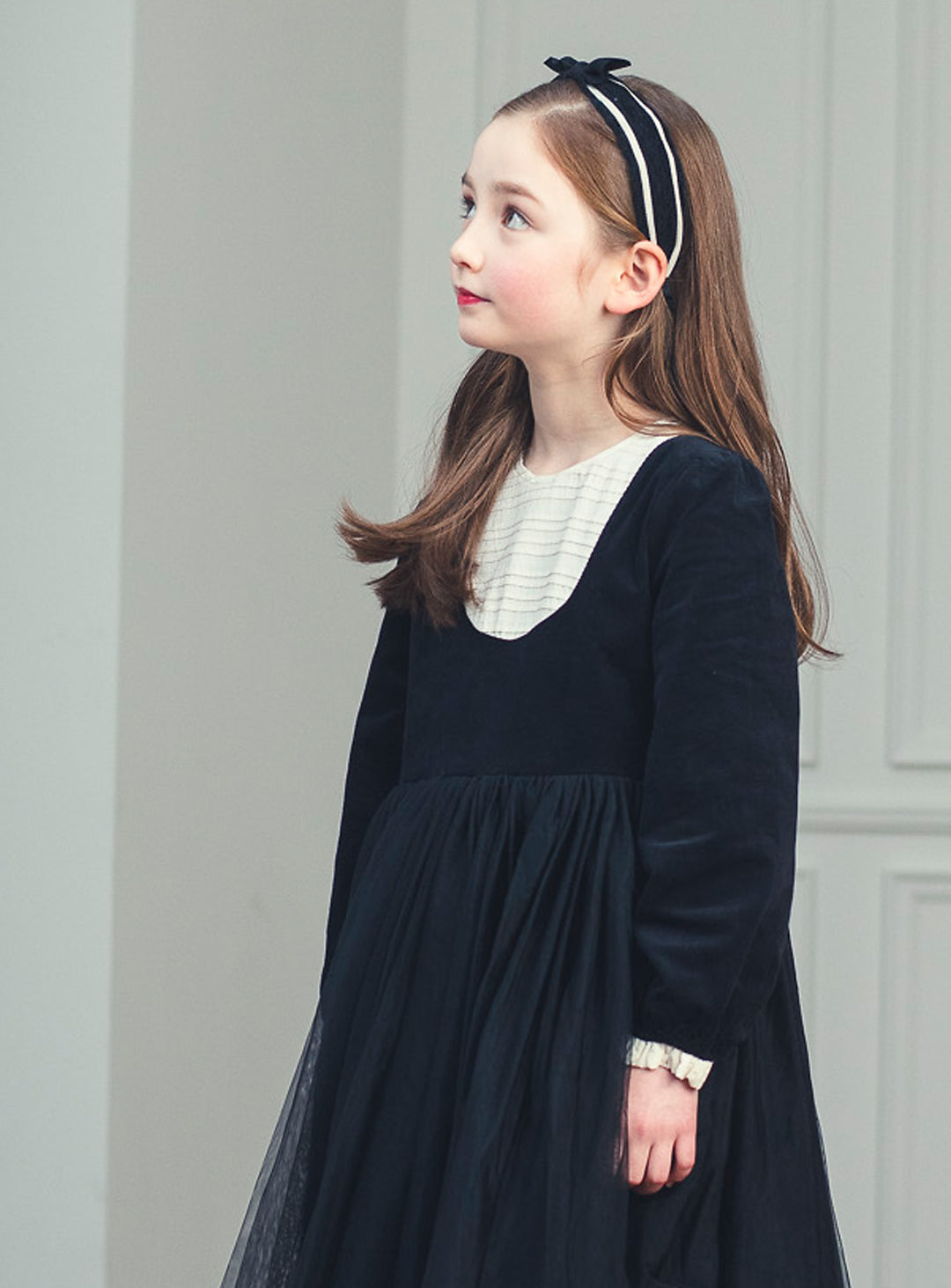 K113 - Black tulle bib yoke dress