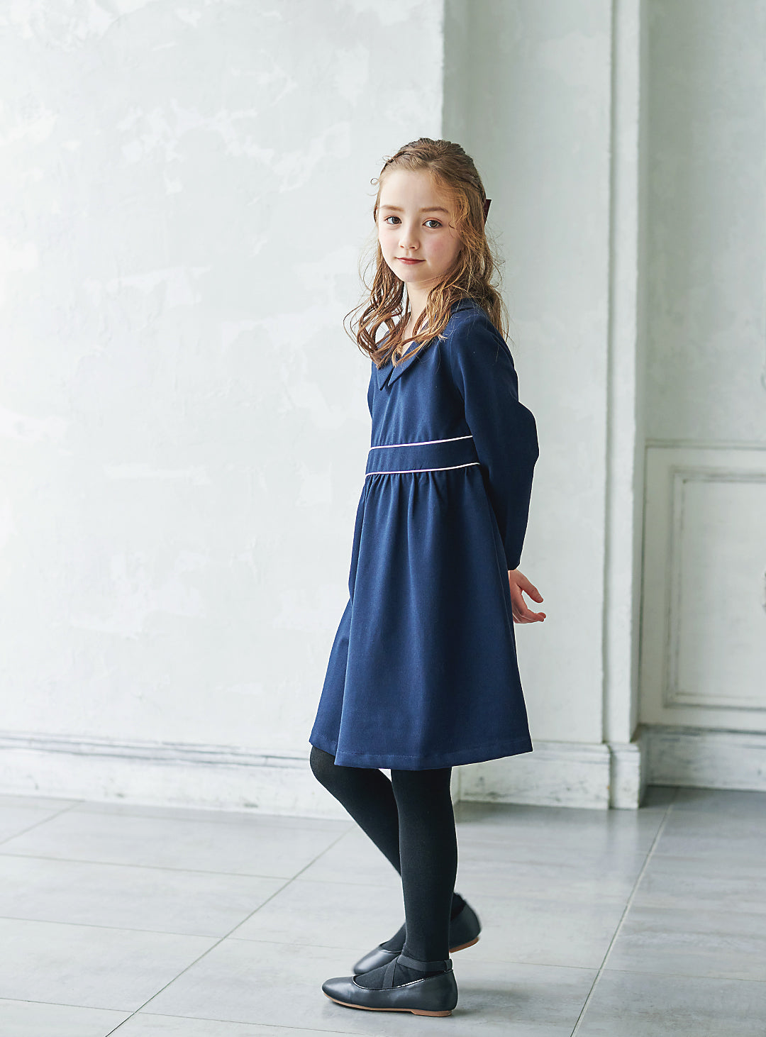 K9059 - Warm classic navy dress with collar