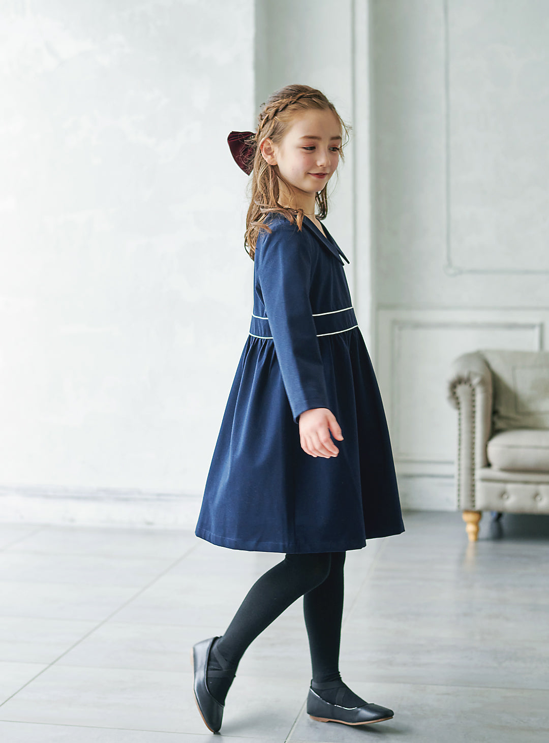 K9059 - Warm classic navy dress with collar