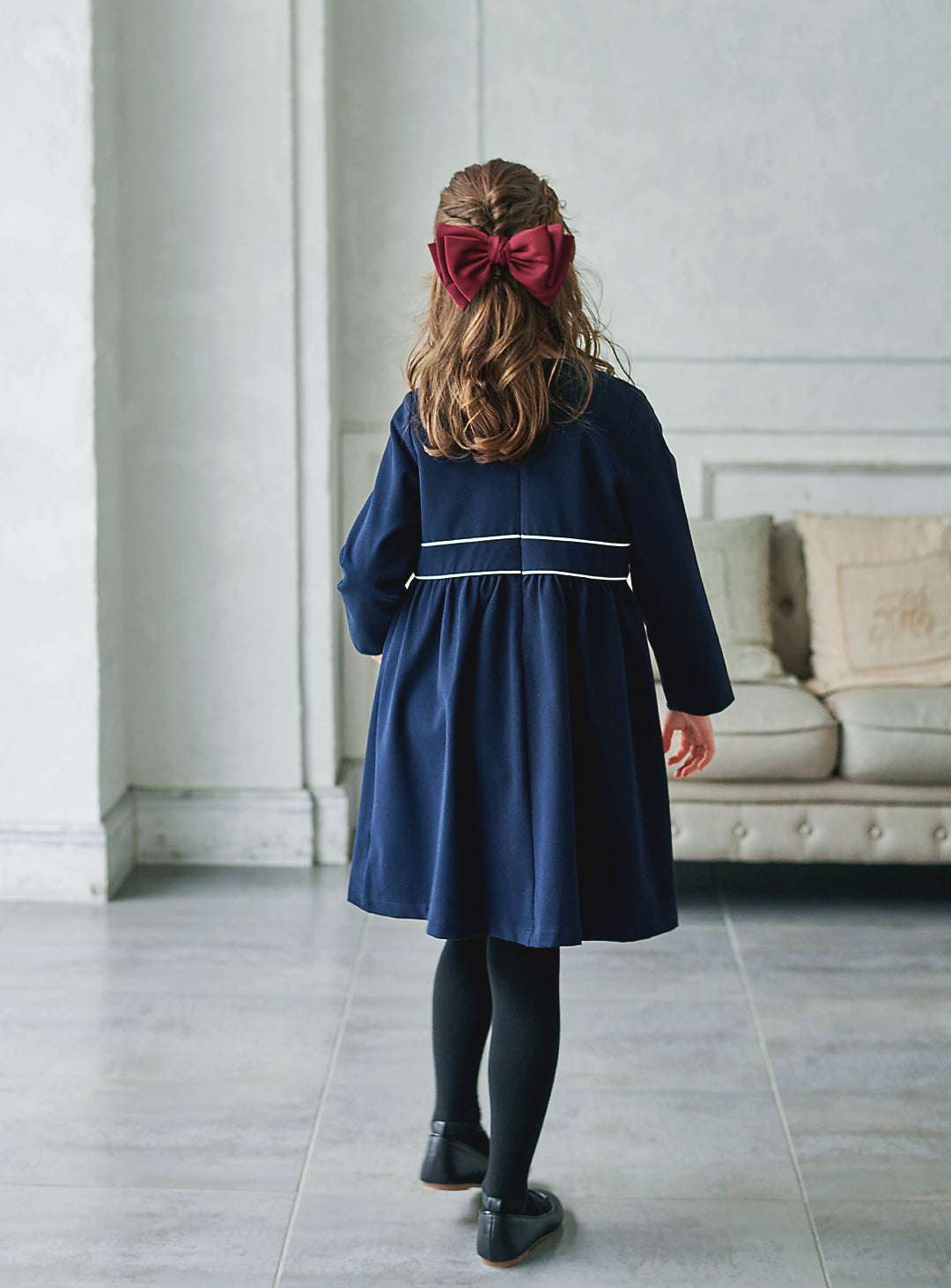 K9059 - Warm classic navy dress with collar