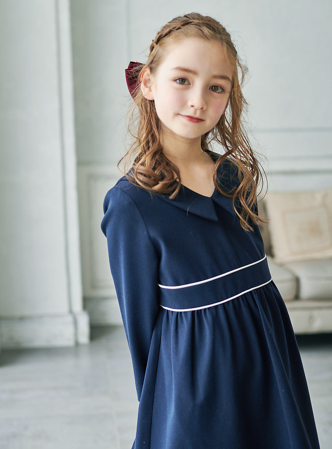 K9059 - Warm classic navy dress with collar