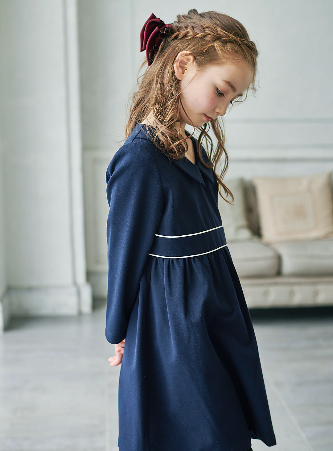 K9059 - Warm classic navy dress with collar