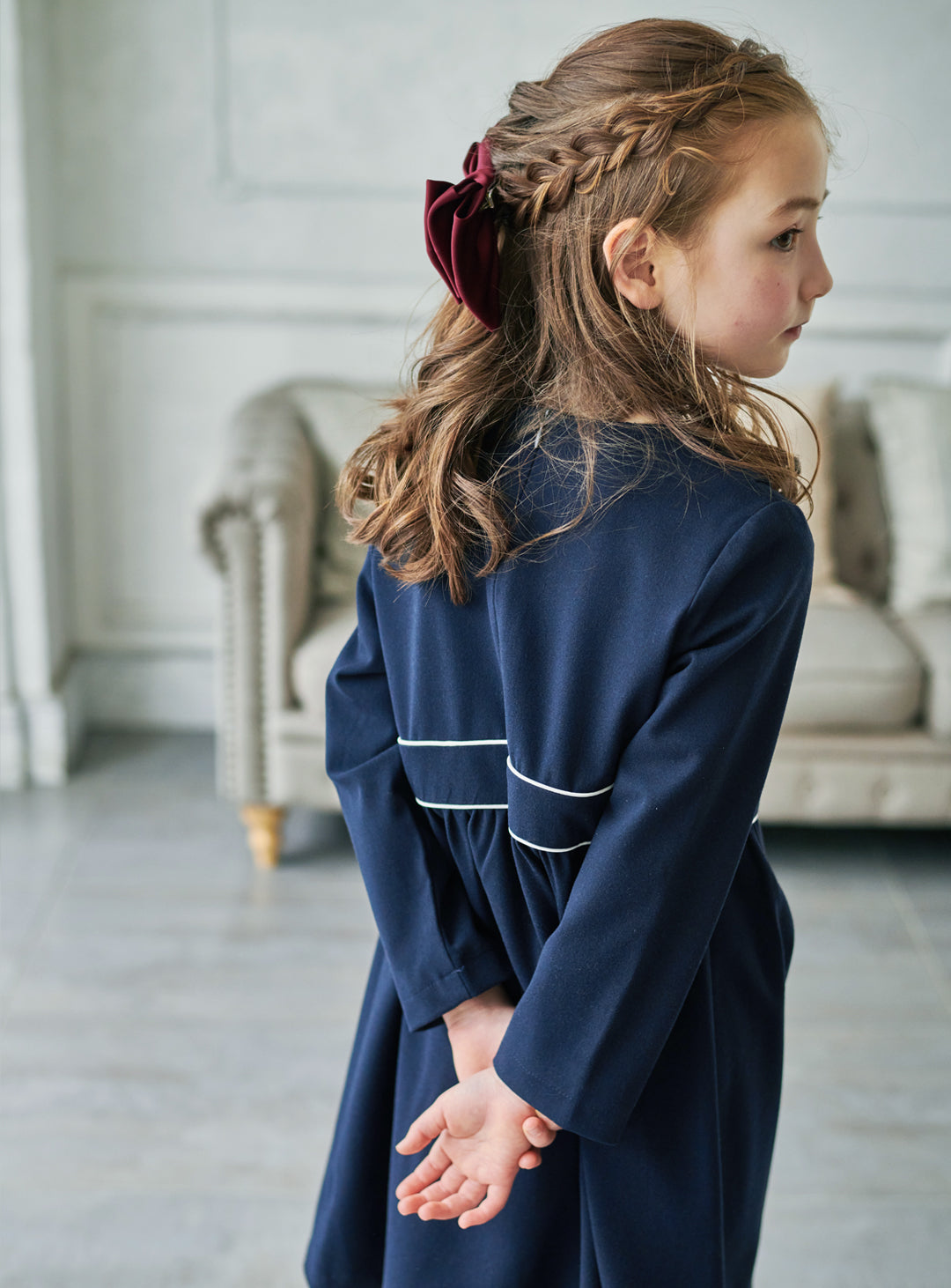 K9059 - Warm classic navy dress with collar