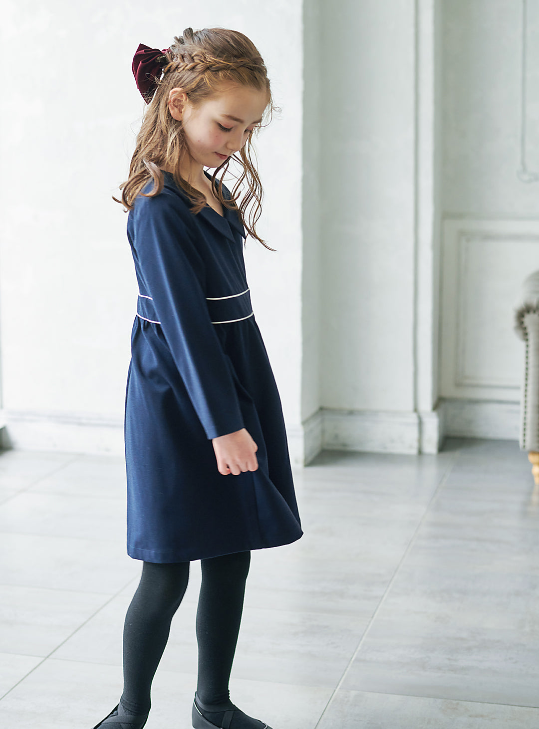 K9059 - Warm classic navy dress with collar