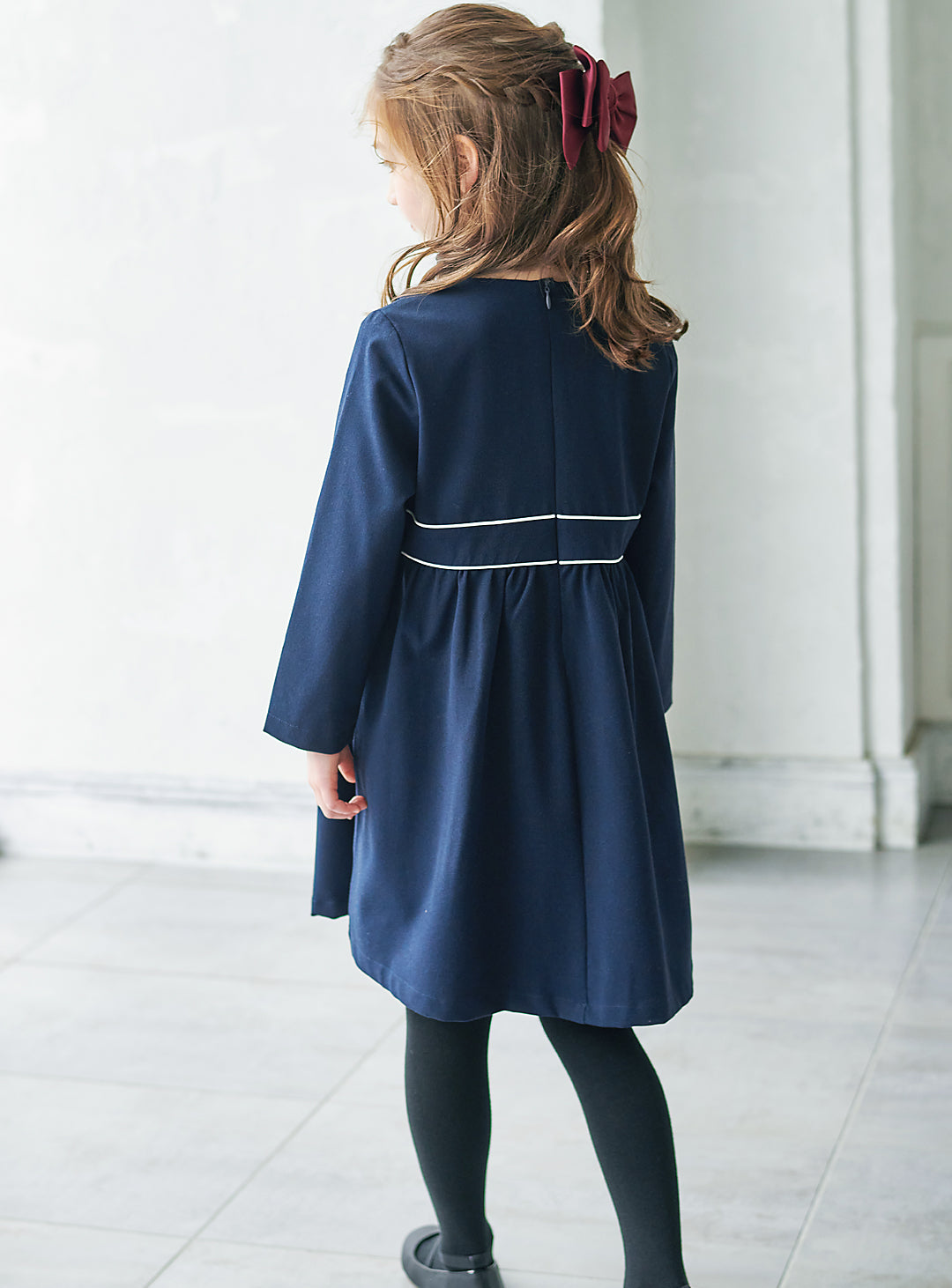 K9059 - Warm classic navy dress with collar