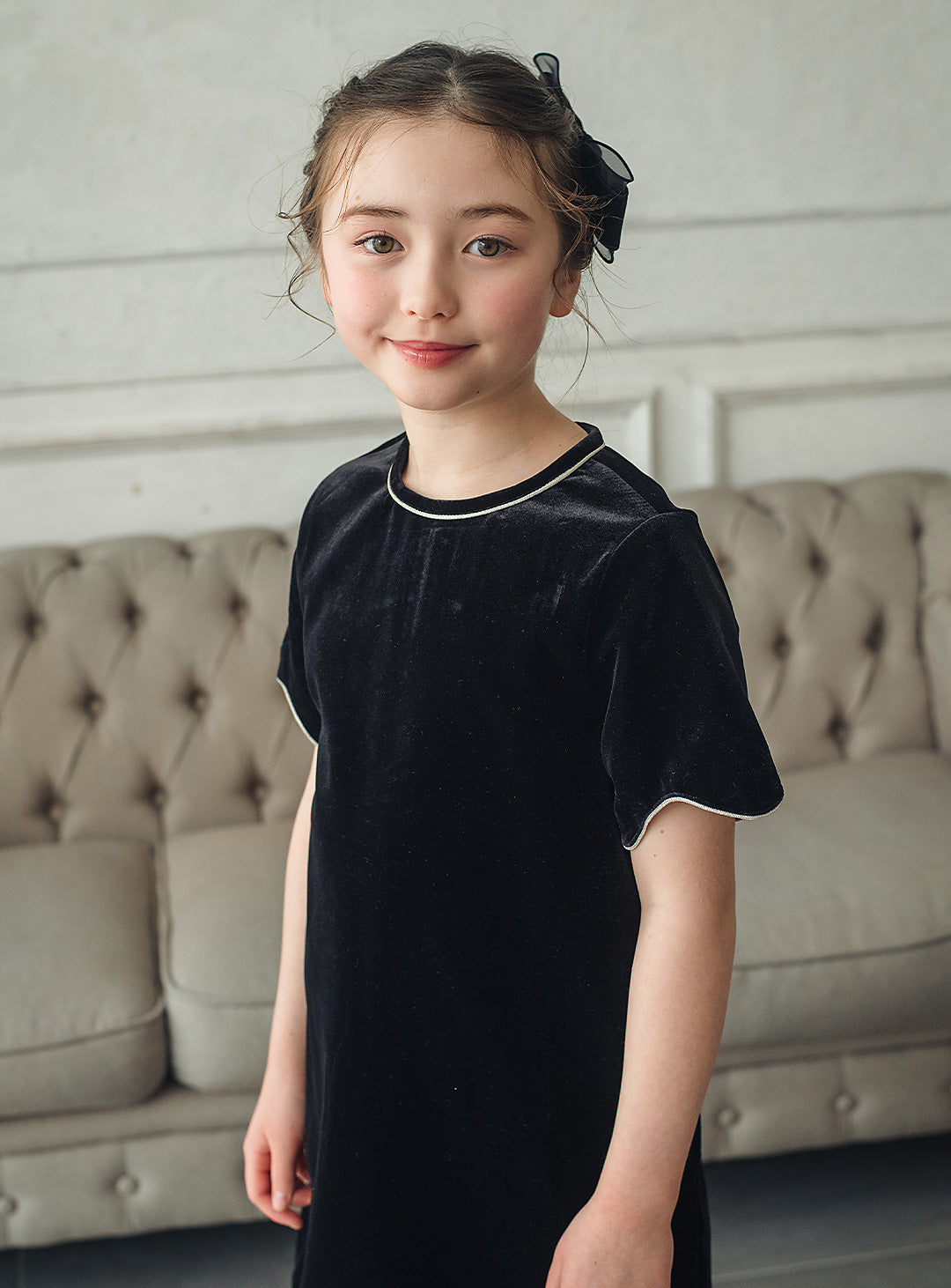 ベルベットフローラルシルエットワンピース