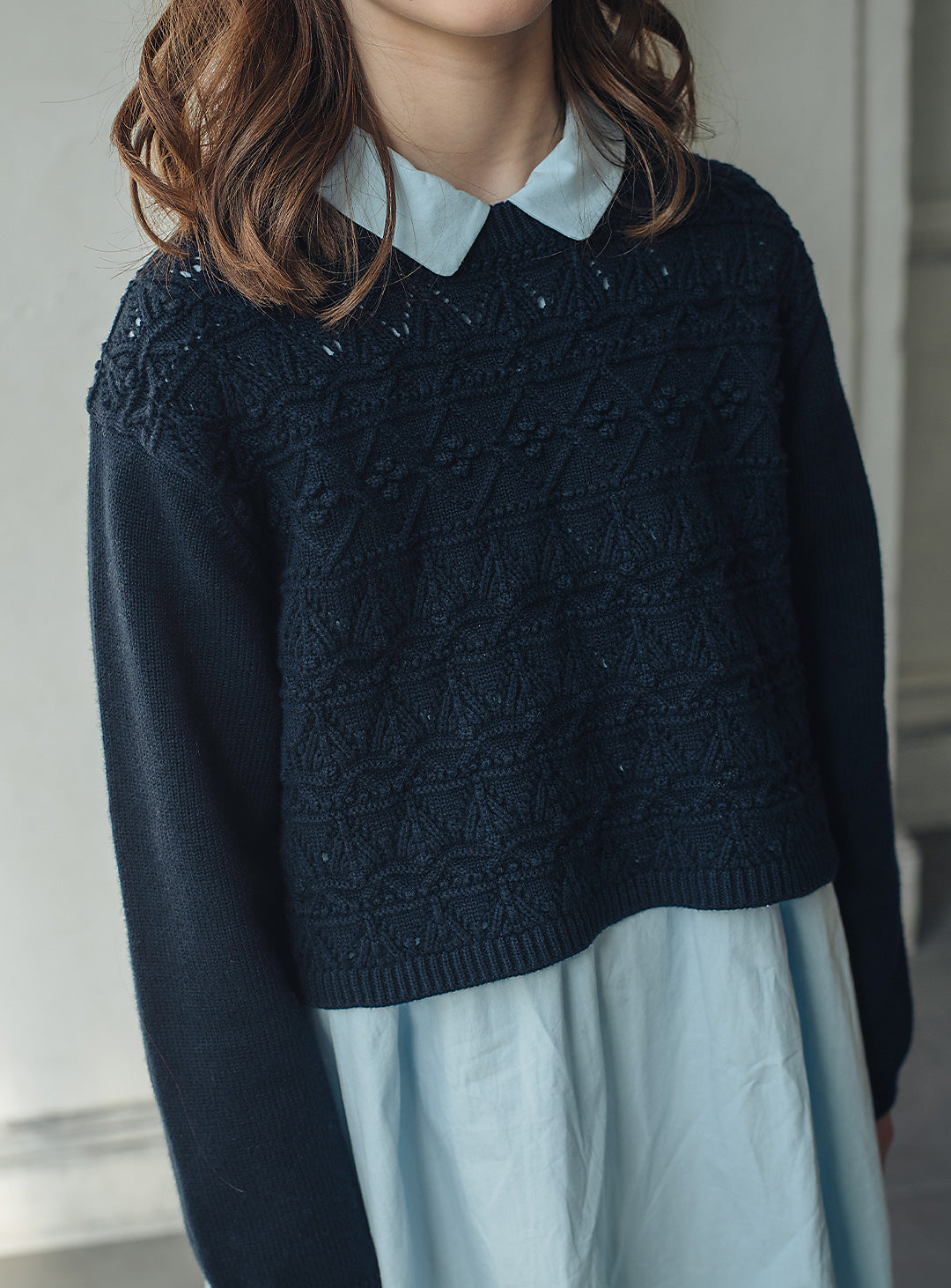 ニット×コットンワンピースセットアップ