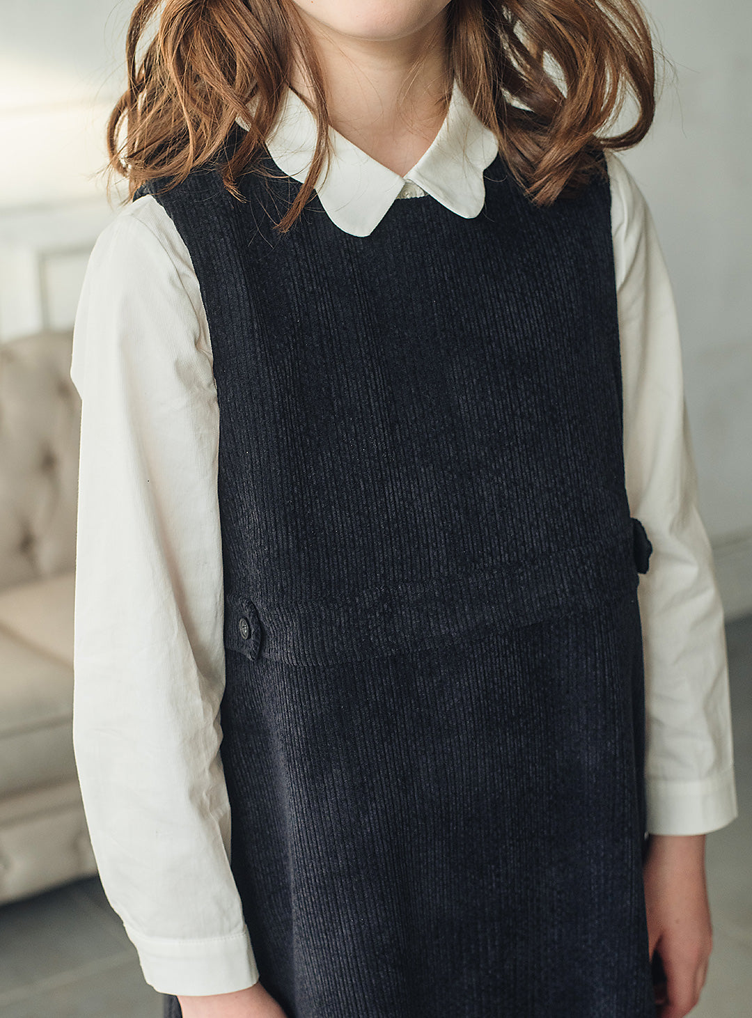 コーデュロイブラックワンピース