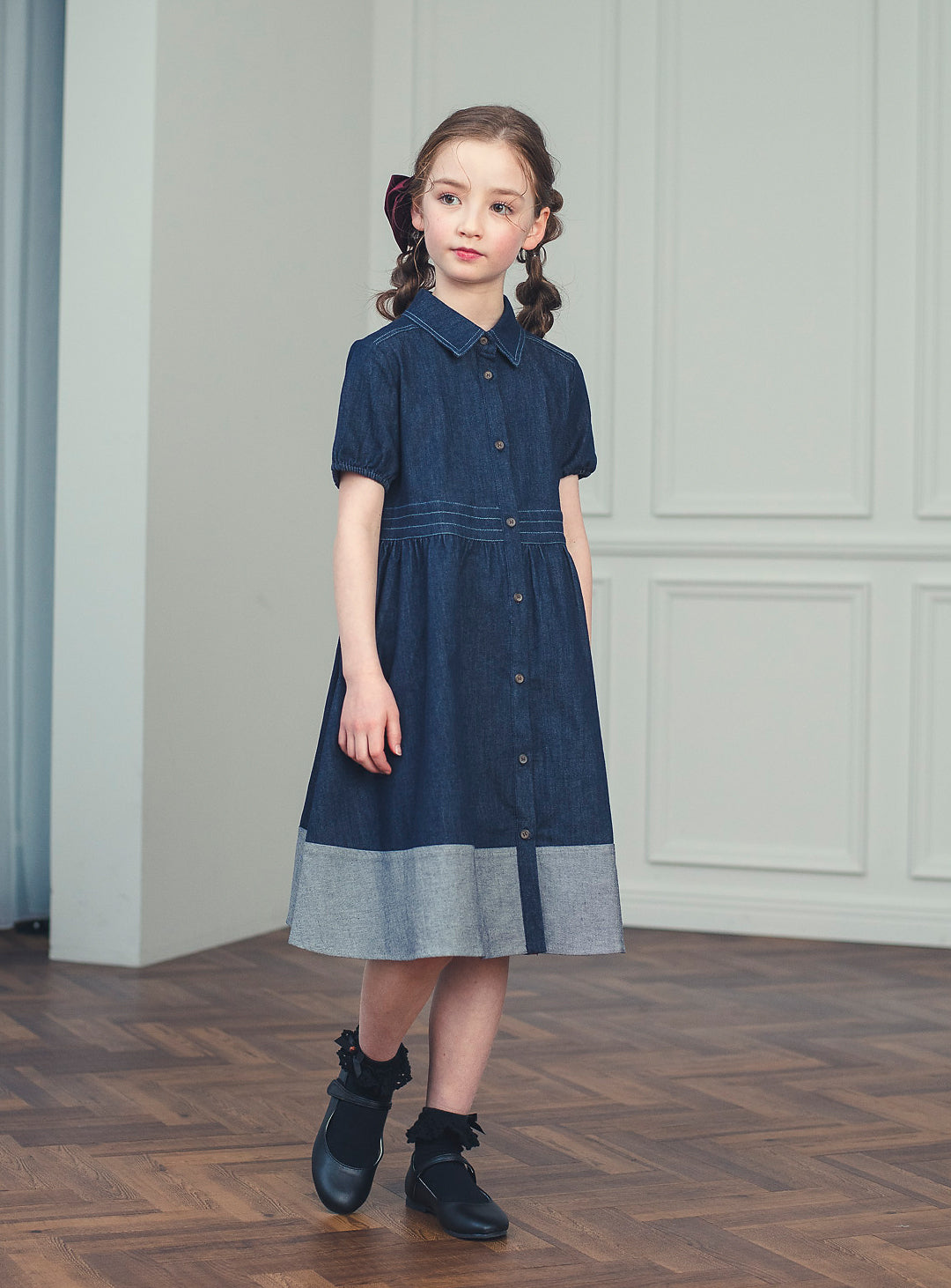 K5051 - Denim dress with hem for junior