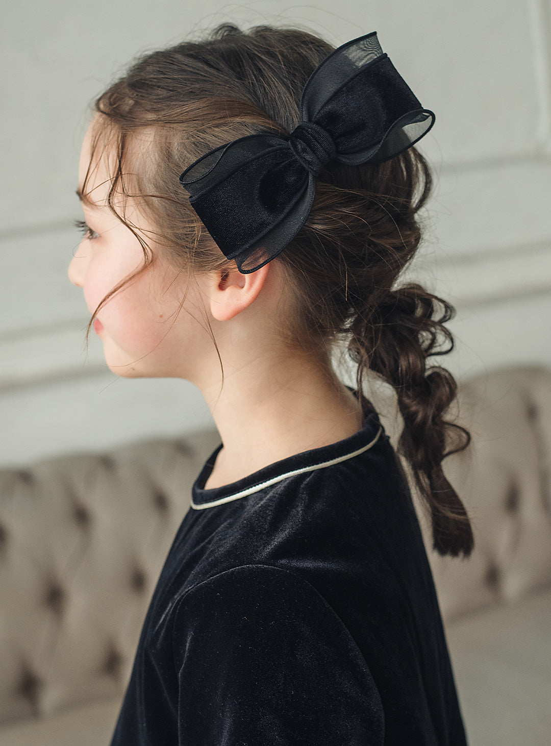 ベルベットフローラルシルエットワンピース