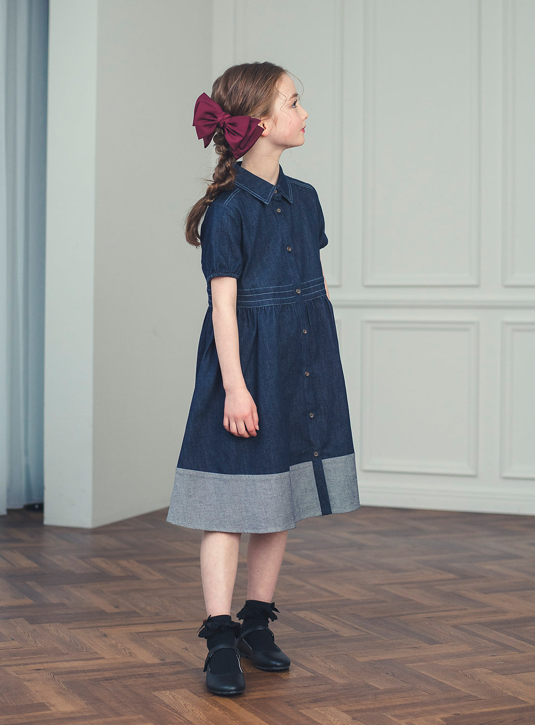 K5051 - Denim dress with hem for junior