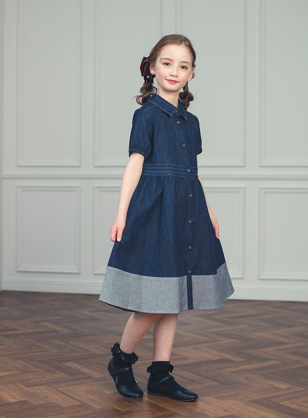 K5051 - Denim dress with hem for junior