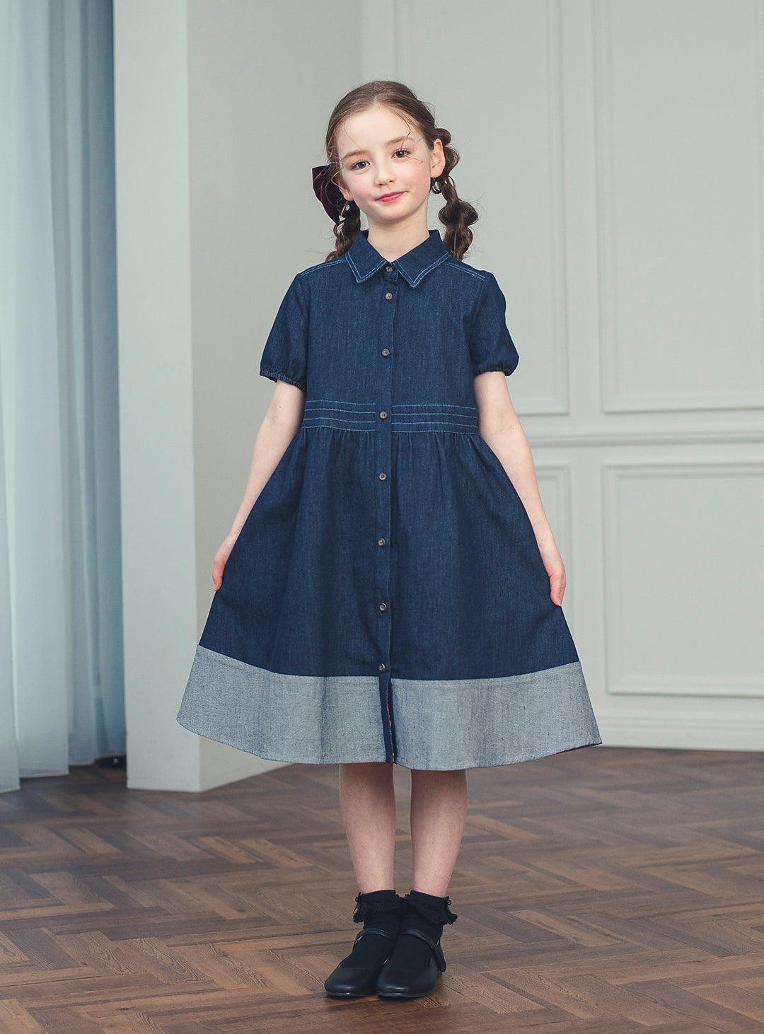 K5051 - Denim dress with hem for junior