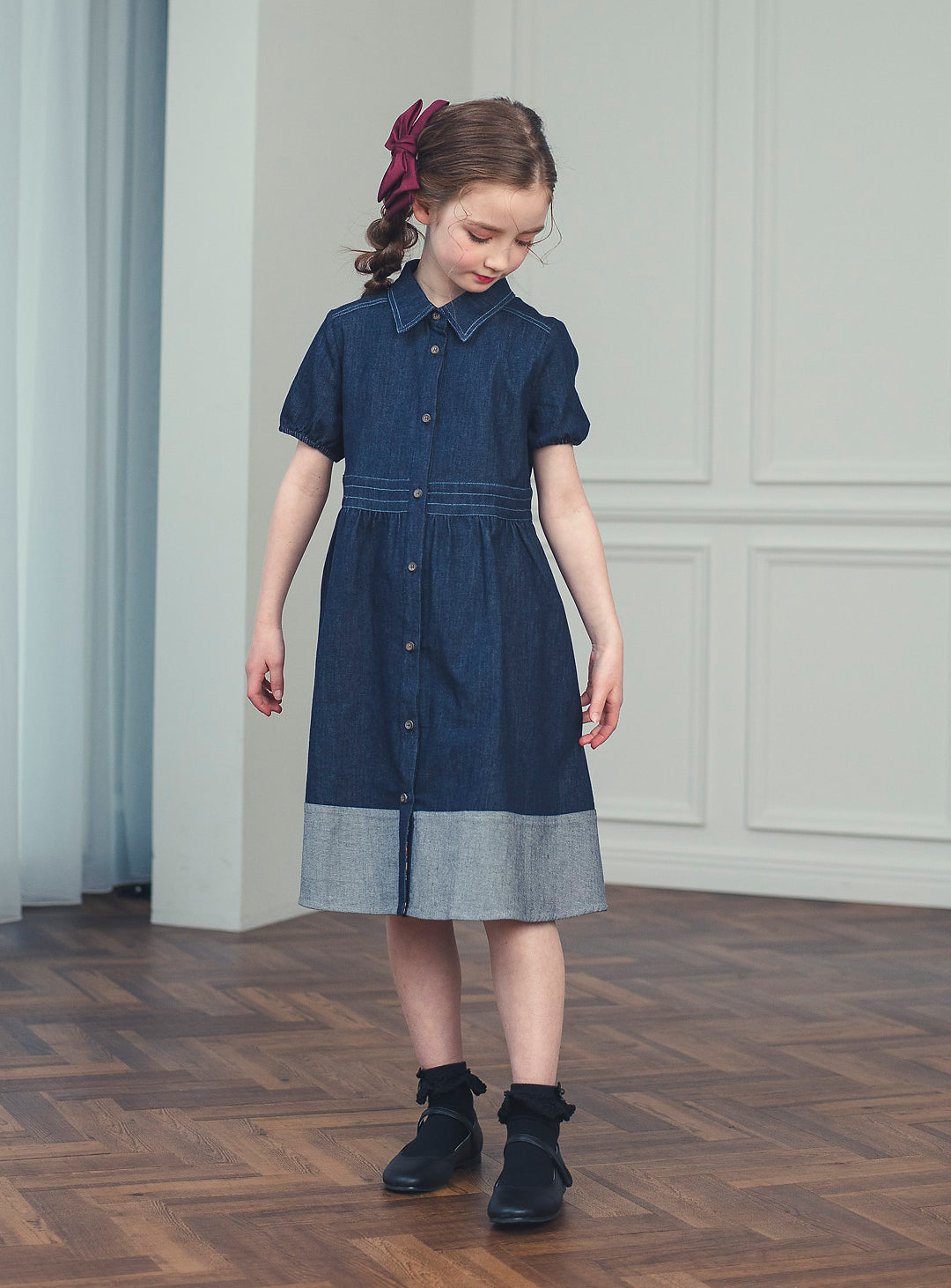 K5051 - Denim dress with hem for junior