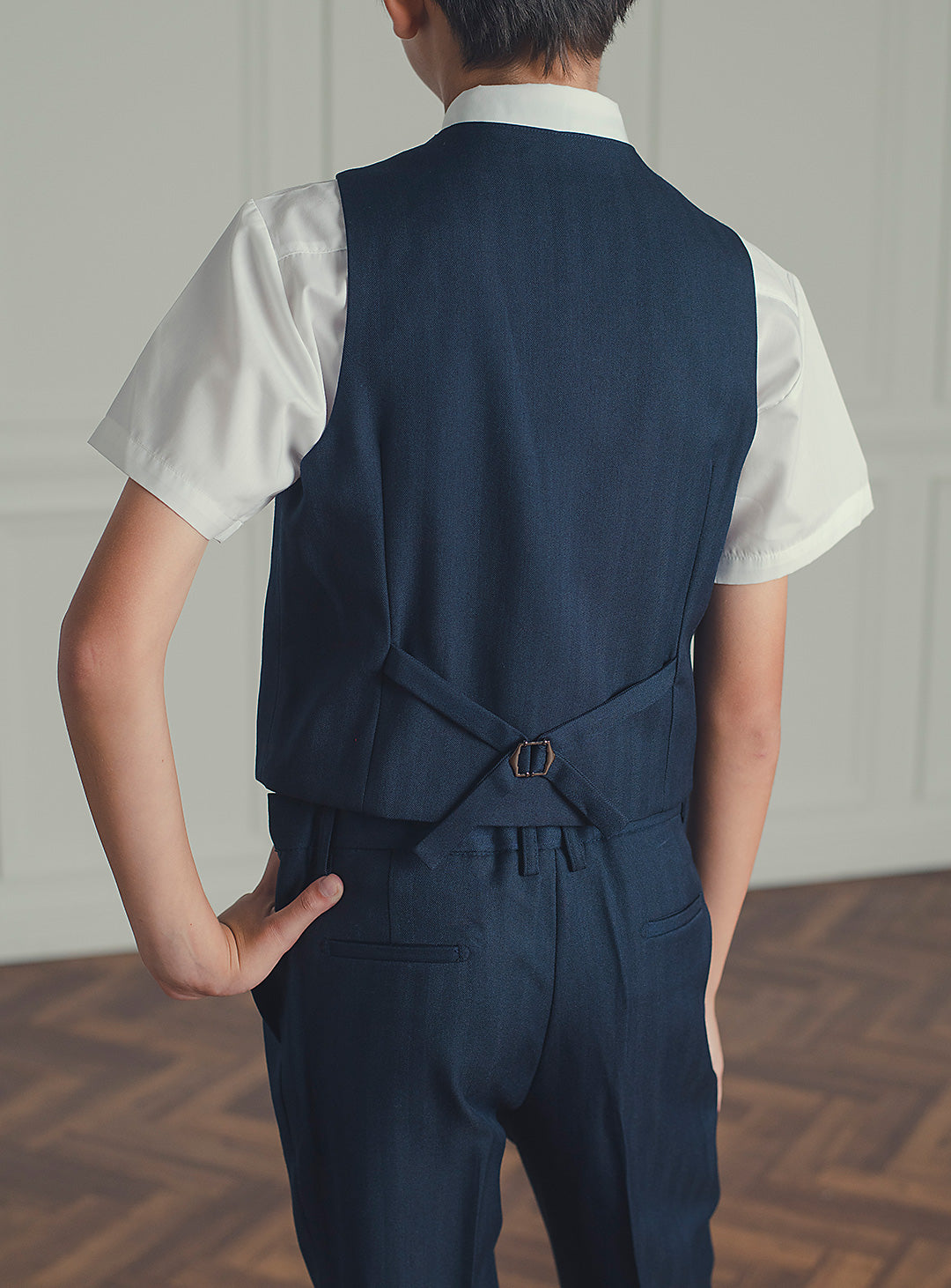 ダークネイビーダブルブレスト3ピースセット(ジャケット、ベスト、長ズボン)